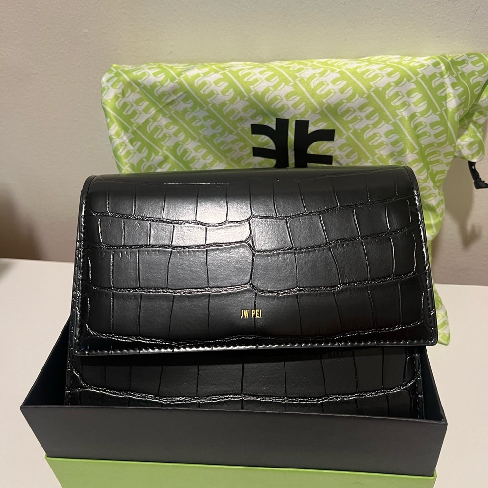 JW PEI Black Croc-Embossed Women's Bag